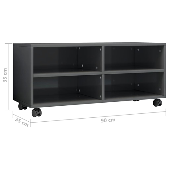 Qusay High Gloss TV Stand With Castors In Grey_5