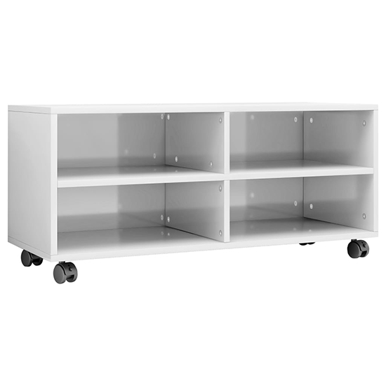 Qusay High Gloss TV Stand With Castors In White_3