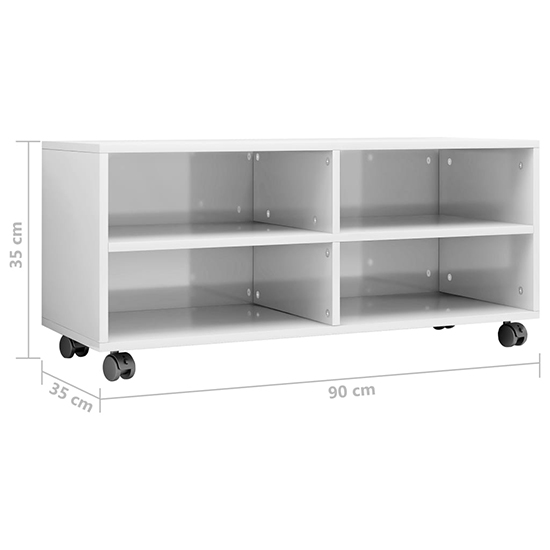 Qusay High Gloss TV Stand With Castors In White_5