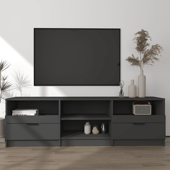 Qusay Wooden TV Stand With 2 Drawers In Black_2
