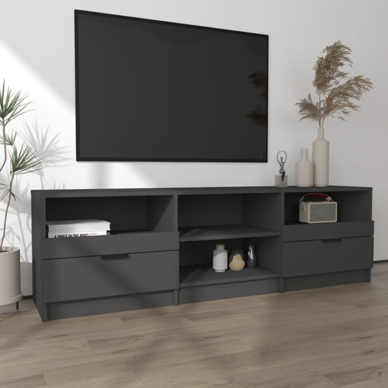 Qusay Wooden TV Stand With 2 Drawers In Black_1