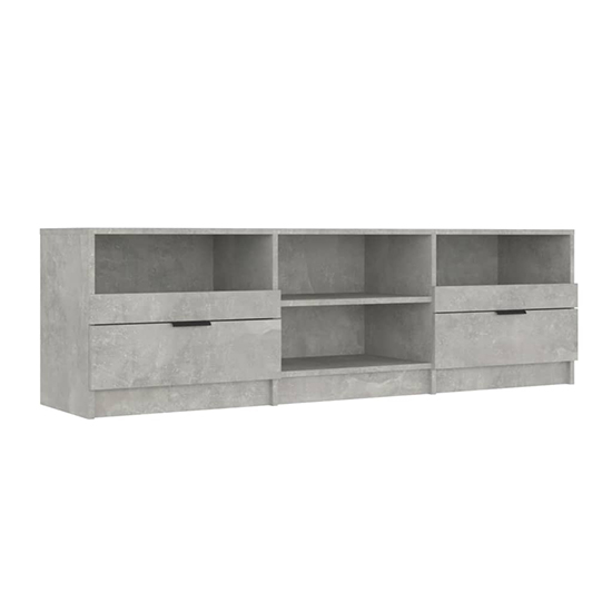 Qusay Wooden TV Stand With 2 Drawers In Concrete Effect