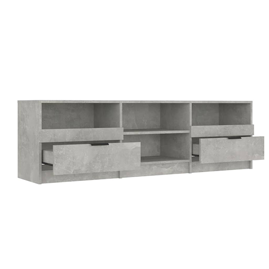 Qusay Wooden TV Stand With 2 Drawers In Concrete Effect