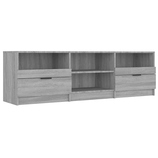Qusay Wooden TV Stand With 2 Drawers In Grey Sonoma Oak