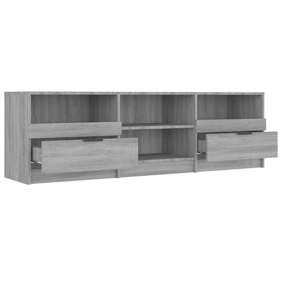 Qusay Wooden TV Stand With 2 Drawers In Grey Sonoma Oak