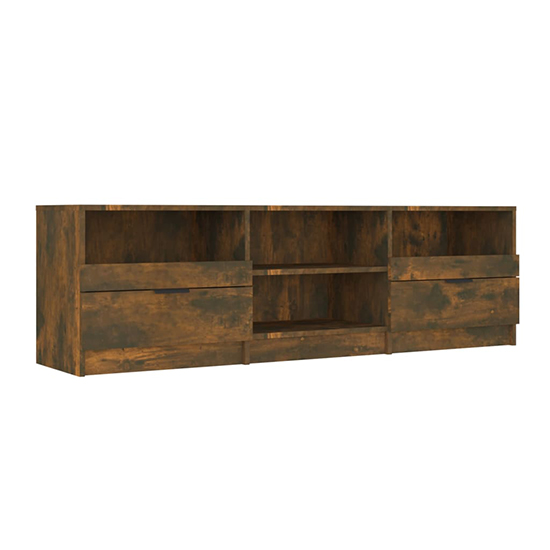 Qusay Wooden TV Stand With 2 Drawers In Smoked Oak