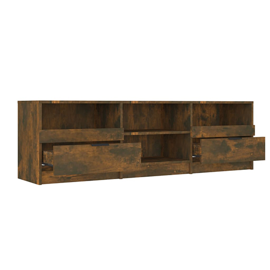 Qusay Wooden TV Stand With 2 Drawers In Smoked Oak