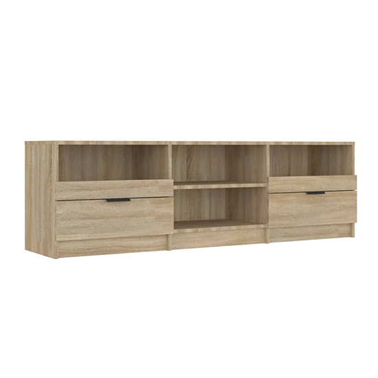 Qusay Wooden TV Stand With 2 Drawers In Sonoma Oak