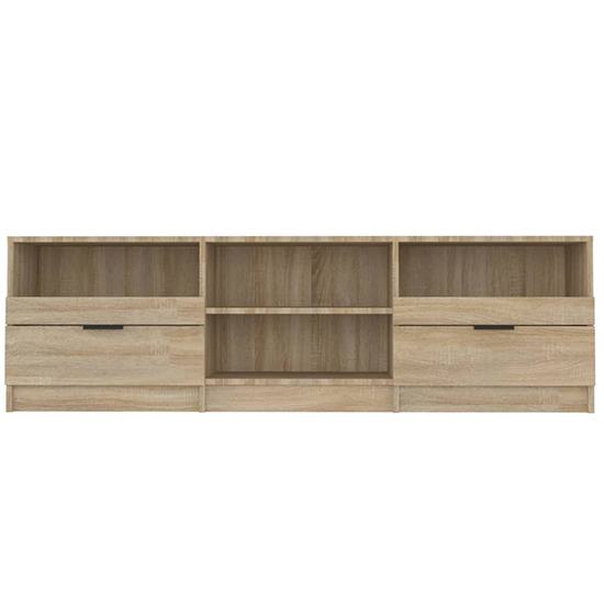 Qusay Wooden TV Stand With 2 Drawers In Sonoma Oak