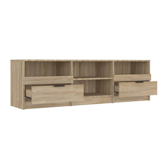 Qusay Wooden TV Stand With 2 Drawers In Sonoma Oak