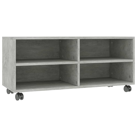 Qusay Wooden TV Stand With Castors In Concrete Effect Furniture in Fashion
