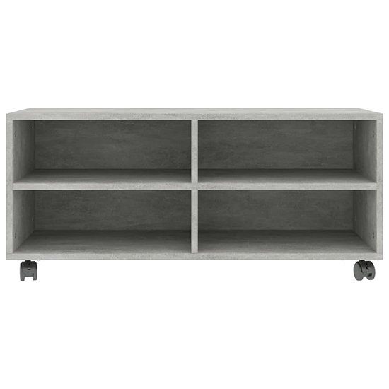 Qusay Wooden TV Stand With Castors In Concrete Effect