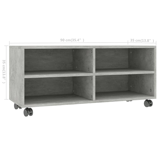 Qusay Wooden TV Stand With Castors In Concrete Effect