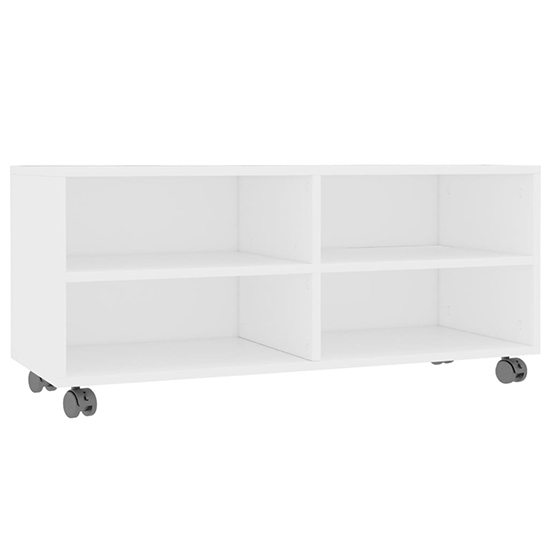 Qusay Wooden TV Stand With Castors In White
