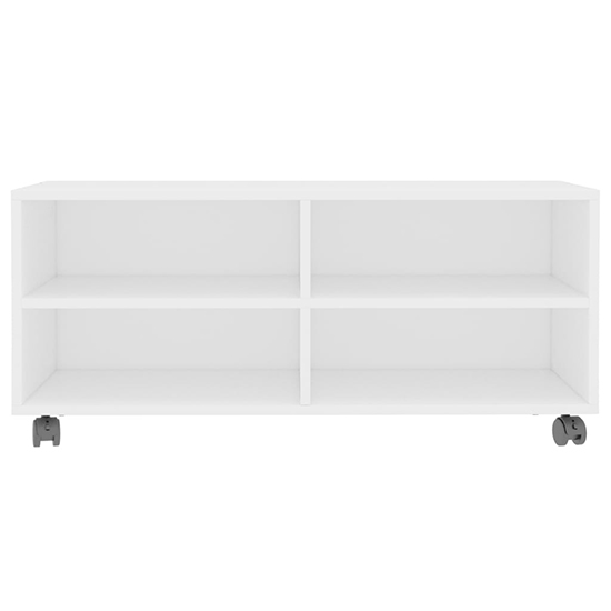 Qusay Wooden TV Stand With Castors In White