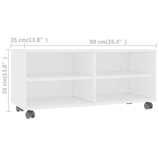 Qusay Wooden TV Stand With Castors In White