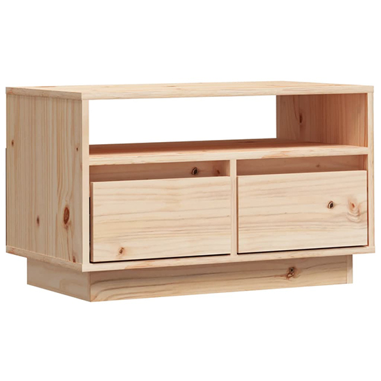 Qwara Pine Wood TV Stand With 2 Drawers In Natural