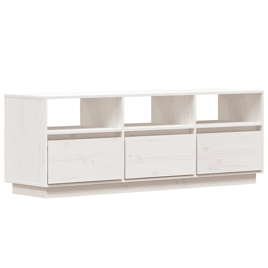Qwara Pine Wood TV Stand With 3 Drawers In White