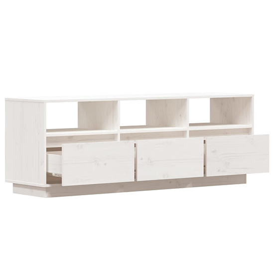 Qwara Pine Wood TV Stand With 3 Drawers In White