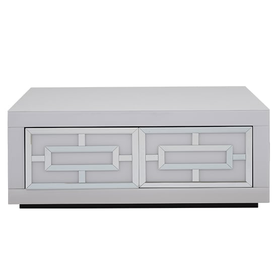 Read more about Qwin white glass coffee table coffee table with 2 drawers