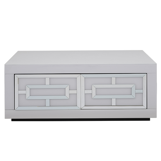 Photo of Qwin white glass coffee table coffee table with 2 drawers