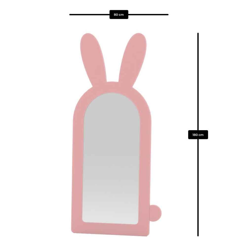 Rabbit Glass Cheval Mirror with Pink Wooden Frame