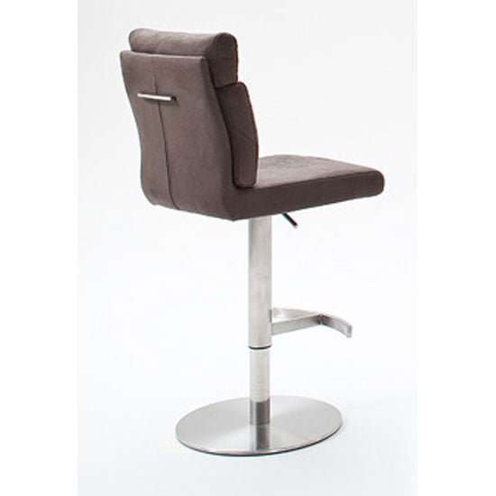 Rabea Brown Fabric Bar Stool With Stainless Steel Base In Pair_2