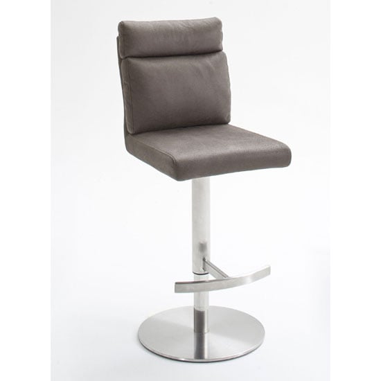 Rabea Fabric Bar Stool In Brown With Stainless Steel Base