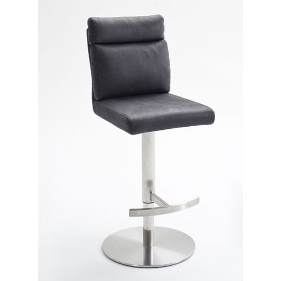 Rabea Fabric Bar Stool In Grey With Stainless Steel Base_1