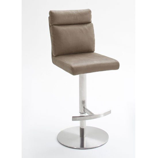 Rabea Fabric Bar Stool In Sand With Stainless Steel Base_1