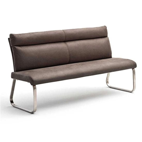 Rabea Fabric Large Dining Bench In Brown With Steel Frame