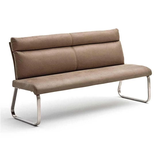 Rabea Fabric Large Dining Bench In Sand With Steel Frame