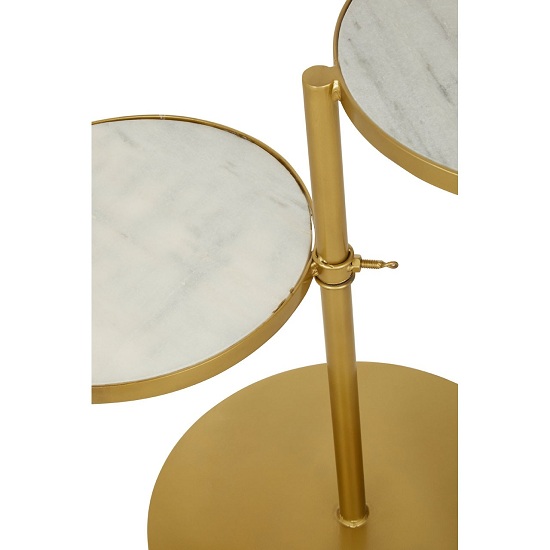 Mekbuda White Marble 2 Shelves Side Table With Gold Frame