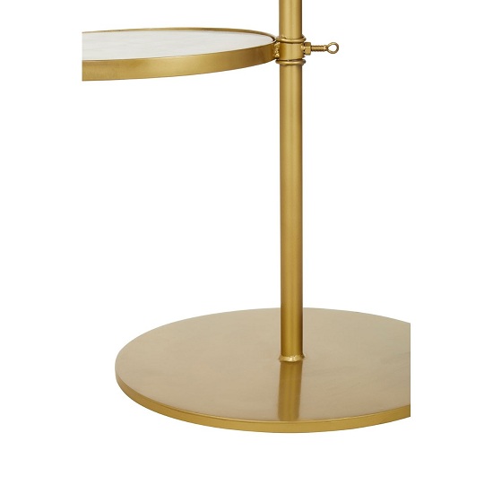 Mekbuda White Marble 2 Shelves Side Table With Gold Frame