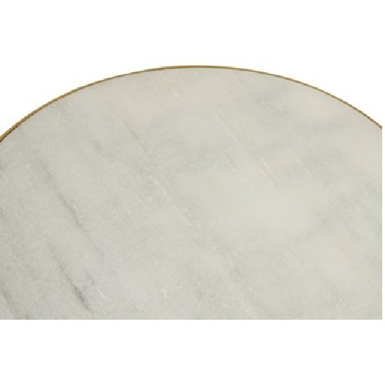 Mekbuda White Marble 2 Shelves Side Table With Gold Frame