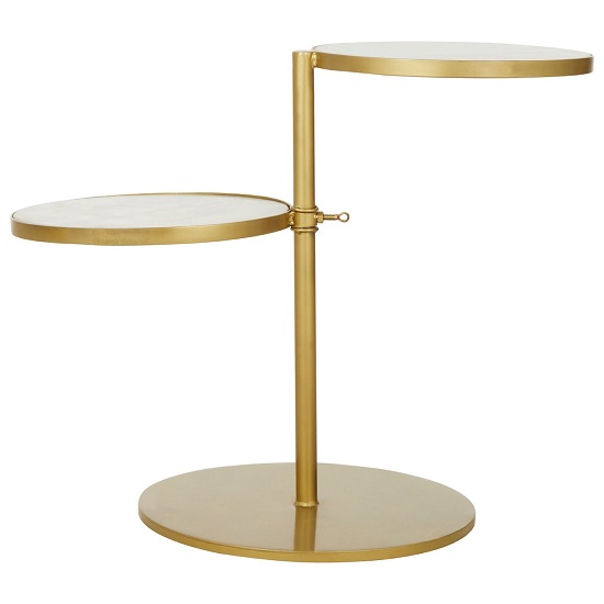 Photo of Mekbuda white marble 2 shelves side table with gold frame