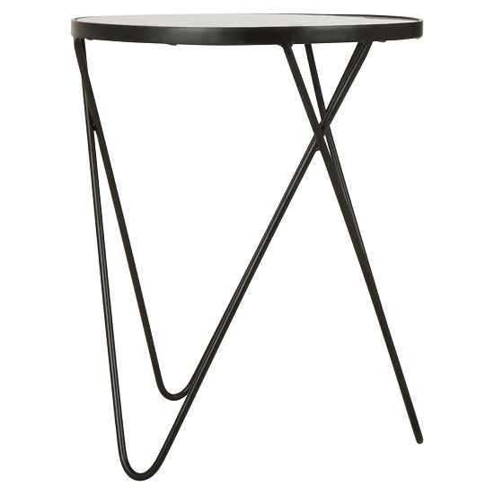 Mekbuda Round White Marble Top Side Table With Black Frame_2