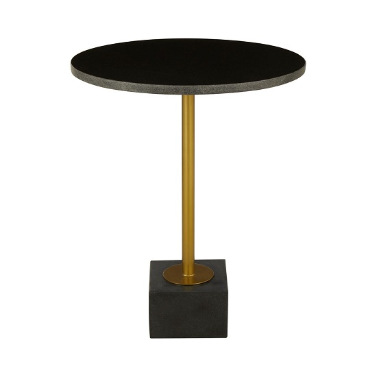 Mekbuda Black Marble Top Side Table With Gold Steel Base_1