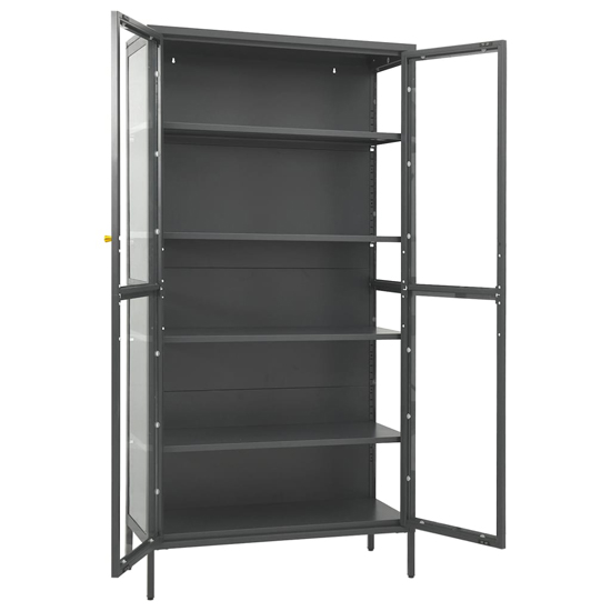 Rabia Steel Display Cabinet With 2 Glass Doors In Anthracite