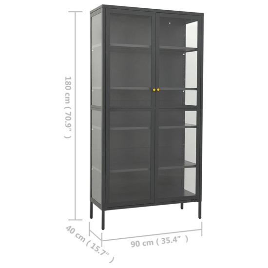 Rabia Steel Display Cabinet With 2 Glass Doors In Anthracite
