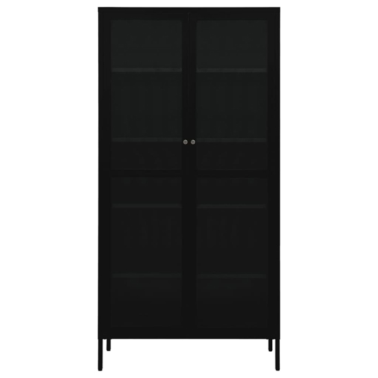 Rabia Steel Display Cabinet With 2 Glass Doors In Black