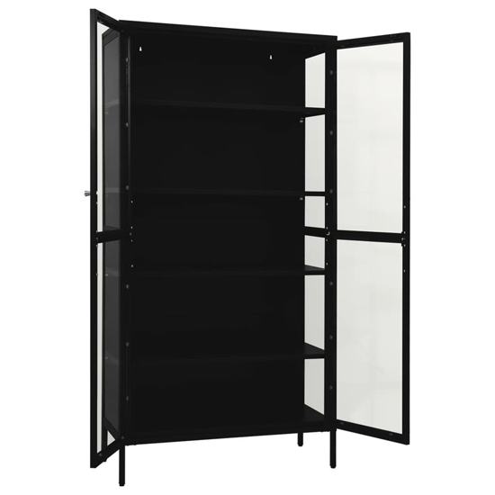 Rabia Steel Display Cabinet With 2 Glass Doors In Black