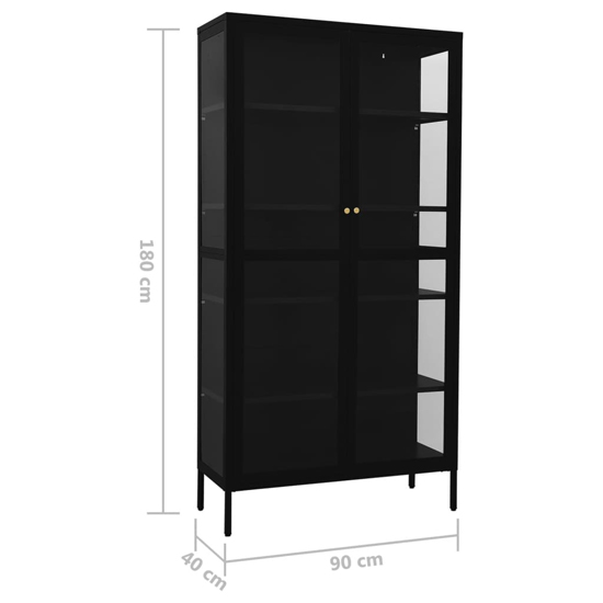 Rabia Steel Display Cabinet With 2 Glass Doors In Black