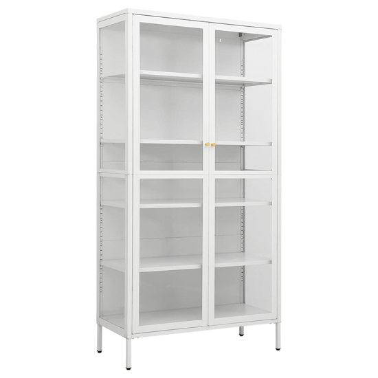 Rabia Steel Display Cabinet With 2 Glass Doors In White
