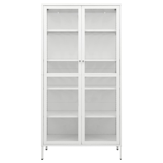 Rabia Steel Display Cabinet With 2 Glass Doors In White