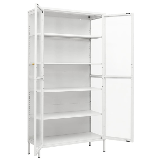 Rabia Steel Display Cabinet With 2 Glass Doors In White