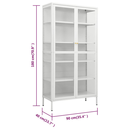 Rabia Steel Display Cabinet With 2 Glass Doors In White
