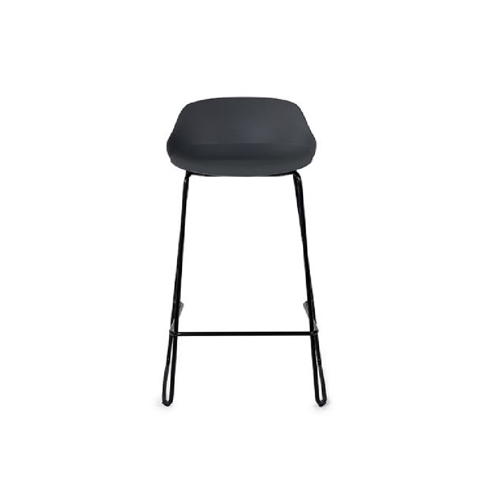 Racco Dark Grey Plastic Bar Stools With Metal Legs In Pair