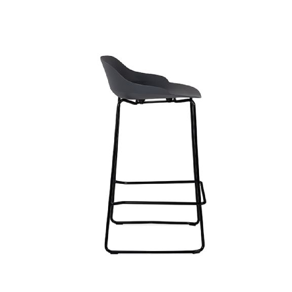 Racco Dark Grey Plastic Bar Stools With Metal Legs In Pair