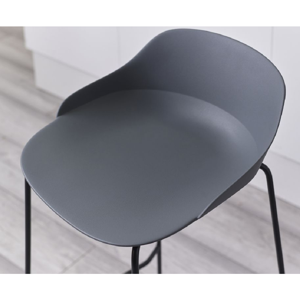 Racco Dark Grey Plastic Bar Stools With Metal Legs In Pair